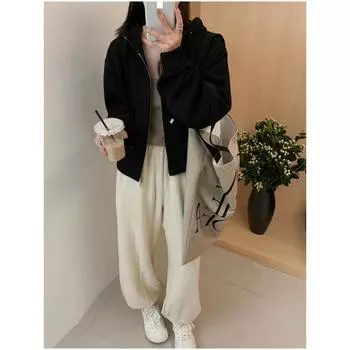 Свитер с капюшоном Lino Solid Color, женский, осенний, минималистичный, свободные карманы, короткий кардиган, куртка, удобная, универсальная и модная M