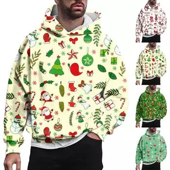 Свитер с капюшоном с принтом и длинными рукавами для мужчин и женщин весной и осенью XXXXL зелёный