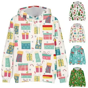 Свитер с капюшоном с принтом и длинными рукавами для мужчин и женщин весной и осенью XXL зелёный