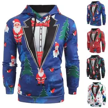 Свитер с капюшоном с принтом и длинными рукавами для мужчин и женщин весной и осенью XXXL чёрный