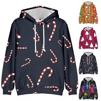 Свитер с капюшоном с рождественским принтом и длинными рукавами для мужчин и женщин весной и осенью L зелёный