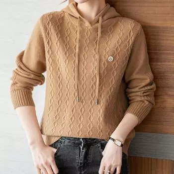 Свитер с капюшоном, женский осенний вязаный топ 2023, новое женское пальто M красный