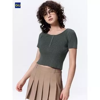 Свитер с коротким рукавом Uniqlo Gu Rip Henry Neck 08 DARK GRAY/WOMEN S