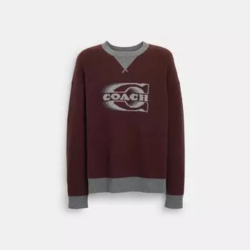 Свитер с круглым вырезом Coach Gradient Signature серо-красный