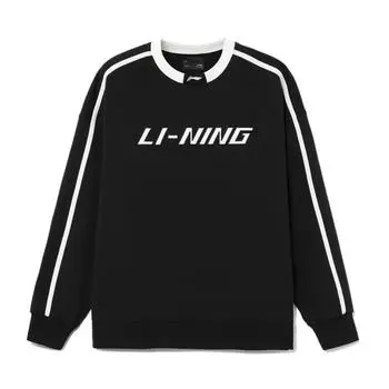 Свитер с круглым вырезом из серии Li Ning Sports Lifestyle, флисовый свитшот с длинными рукавами и надписью, унисекс, черный AWDU917-4 XXL