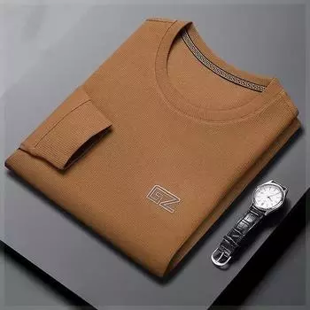 Свитер с круглым вырезом, мужская весенняя тонкая футболка с круглым вырезом и длинными рукавами, новый топ с низом M