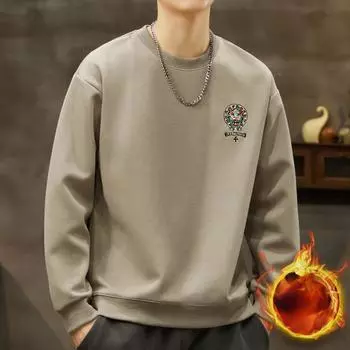 Свитер с круглым вырезом мужской осенне-зимний утолщенный тяжелый американский модный бренд национальный стиль молодежный топ с длинными рукавами M белый