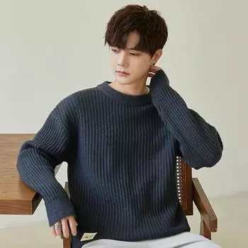 Свитер с круглым вырезом, мужской вязаный свитер, новый внутренний свитер, высококачественный внешний укороченный свитер на осень и зиму L