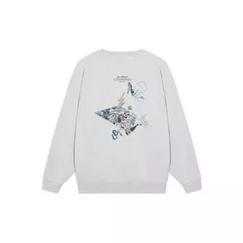 Свитер с круглым вырезом серии Li Ning Wade, флисовый свитшот с длинными рукавами, унисекс-свитшот Flower-Gray Tile-Gray AWDSI39-2 XXXL