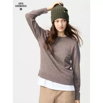 Свитер с круглым вырезом Uniqlo Merino 57 OLIVE/WOMEN XS