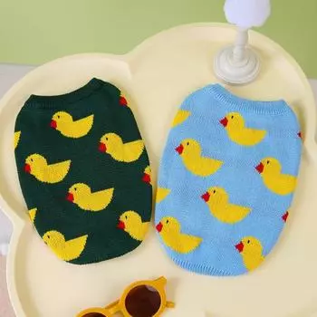 Свитер с мультяшной уткой и собакой Тедди, зимняя теплая одежда, вязаный свитер для померанского шпица, йоркширского шпица, одежда для двух ног, товары для животных XS