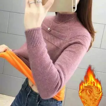 Свитер с половиной водолазки, женский мягкий пуловер, короткий свободный вязаный свитер, осенне-зимняя нижняя рубашка XXL