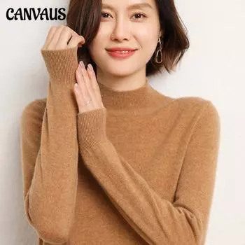 Свитер с половиной высокого воротника, женский свободный тонкий вязаный свитер с длинными рукавами, осенне-зимняя новая рубашка M верблюд