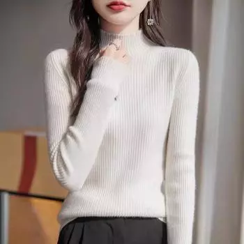 Свитер с полуворотом Temperament, однотонный, утолщенный, облегающий свитер, утягивающая осенне-зимняя внутренняя трикотажная рубашка M