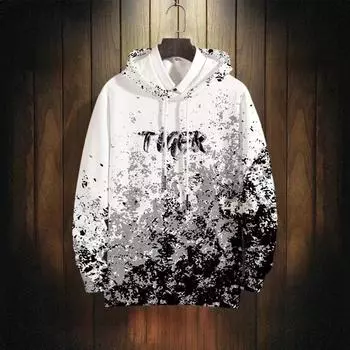 Свитер с принтом головы тигра, куртка с капюшоном, хулиган, красивая куртка, европейско-американский модный бренд, осень и зима, новая утолщенная толстовка с капюшоном S