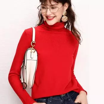 Свитер с ворсовым воротником, женский вязаный свитер, винтажный элегантный зимний свитер с цветочной основой, женские пуловеры большого размера, новинка 2022 года S красный