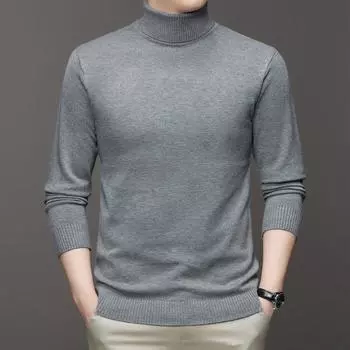 Свитер с высоким воротником, мужская осенне-зимняя майка, универсальная теплая вязаная рубашка с длинными рукавами M