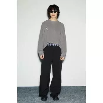 Свитер свободного кроя HM Distressed, серый S