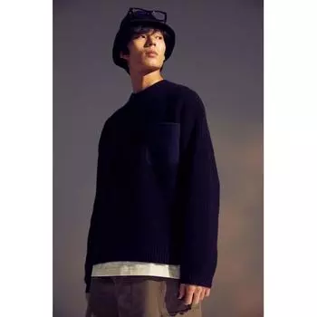 Свитер свободного кроя с карманами HM Navy Blue S