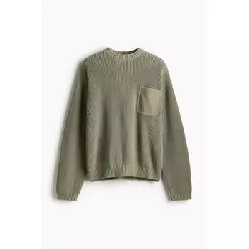 Свитер свободного кроя с карманами HM Sage Green S
