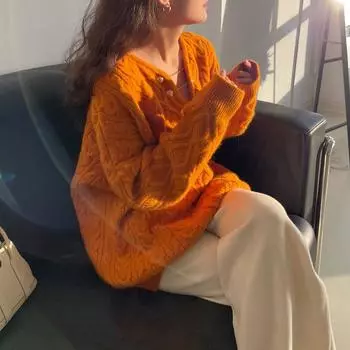 Свитер Twist женский темперамент нежный лениво наматывающий трикотажный жакет свободный и свободный внешний вид для ношения на открытом воздухе белый