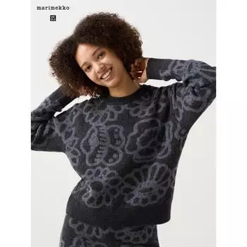 Свитер Uniqlo из овечьей шерсти с круглым вырезом 01 OFF WHITE/WOMEN S