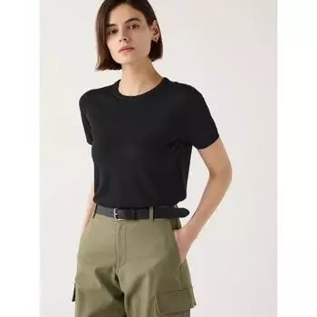 Свитер Uniqlo Merino с круглым вырезом и коротким рукавом 01 OFF WHITE/WOMEN XS
