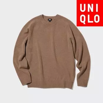 Свитер Uniqlo Premium Lambswool с круглым вырезом и длинными рукавами 31 BEIGE/UNISEX M