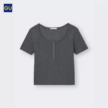Свитер UNIQLO с горловиной в рубчик и короткими рукавами