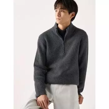 Свитер Uniqlo Souffle Yarn с застежкой-молнией на половину длины 08 DARK GRAY/UNISEX S