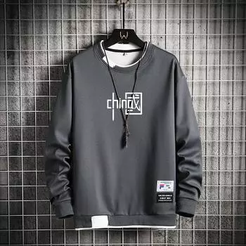 Свитер Весенний тренд Мужской Осенний Новый свитер Guochao Пуловер Круглый вырез Повседневная рубашка с длинным рукавом M белый