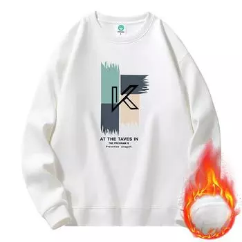 Свитер Весна Мужской Круглый вырез свитер Мужской Студенты Новый Бархатный, Молодежный Кампус свитер Мужской Весна и Осень M чёрный