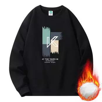 Свитер Весна Мужской Круглый вырез свитер Мужской Студенты Новый Бархатный, Молодежный Кампус свитер Мужской Весна и Осень M белый