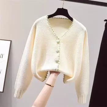 Свитер в молочном стиле, вязаный кардиган для женщин, ранняя осень 2023, весна и осень, свитер с длинными рукавами, кардиган, женское пальто