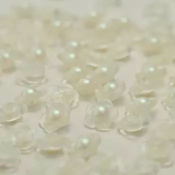 Свитер вязаный с жемчужными пуговицами в виде цветков сливы, прозрачный топ-рубашка, одежда с рукавами и воротником, пуговицы для платья, пуговицы для жакета 1 #[Transparent Plum Blossom Pearl White] 15mm