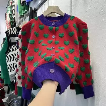 Свитер женская куртка осень-зима свободный повседневный свитер с длинными рукавами One Size чёрный