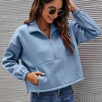 Свитер женский флисовый толстый пуловер повседневный свободный топ L розовый