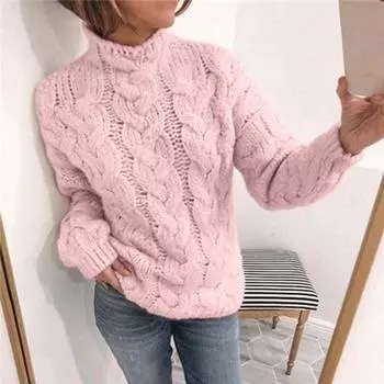 Свитер женский осенний однотонный карамельный цвет водолазка пуловер свитера модный стиль вязаный длинный рукав джемпер зимние теплые повседневные топы S жёлтый