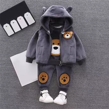 Свитер-жилет для мальчиков, комплект из трех предметов, корейский весенне-осенний детский комплект 90