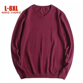 Свитера больших размеров, мужские вязаные пуловеры, мужские повседневные свитера с v-образным вырезом большого размера для мужчин 8XL чёрный