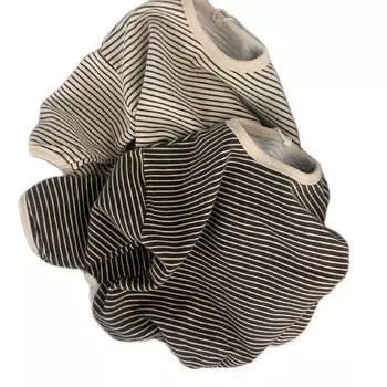 Свитера для мальчиков, футболки, весенние свободные полосатые топы с длинными рукавами, детские футболки, универсальная нижняя часть 110