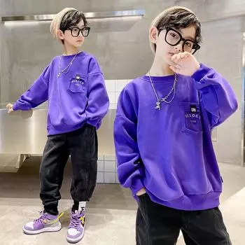 Свитера для мальчиков Весенние и осенние модели Корейская версия детских осенних топов Модный детский свитер с длинными рукавами 170 жёлтый