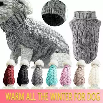 Свитера для собак, зимняя теплая одежда для собак для маленьких собак, водолазка, вязаная одежда для домашних животных, свитер для щенков и кошек, жилет, пальто для чихуахуа-йорков S серый