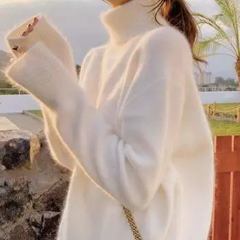 Свитера, пуловеры, женские осенние и зимние свободные трикотажные изделия на открытом воздухе, универсальный однотонный повседневный пуловер с длинными рукавами, женский свитер One Size розовый