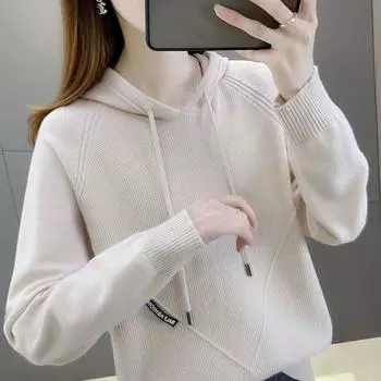 Свитера женские пуловеры свободная верхняя одежда толстовки 2023 вязаная верхняя одежда весна и осень однотонный свитер пуловеры женские топы One Size зелёный