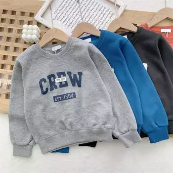 Свитеры для мальчиков, повседневные, универсальные, в стиле вестерн, средние и маленькие, детские, с мультяшными буквами, модные трендовые топы, футболки 160 белый