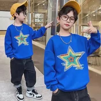 Свитшот для мальчиков в уличном стиле 2023 года — корейский тренд весны и осени 140cm белый
