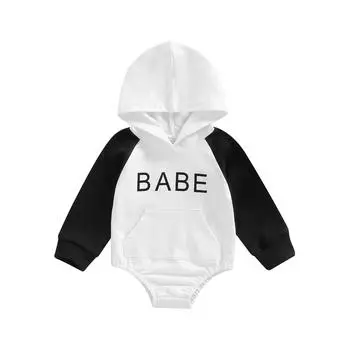 Свитшот для малышей, свитер с круглым вырезом для малышей, толстовки для новорожденных, одежда для маленьких мальчиков и девочек с принтом букв, осенне-весенний пуловер 0-3 Months белый