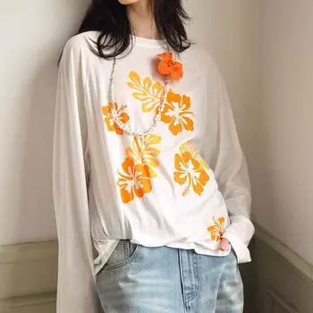 Свитшот для женщин хлопковый свободный длинный рукав футболка топ удобный круглый вырез повседневный пуловер топ свитшот XXXL