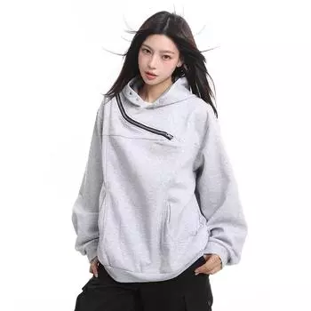 Свитшот для женщин из хлопка, свободный, большой, с капюшоном, на молнии, удобный, повседневный, свитшот с верхом M белый